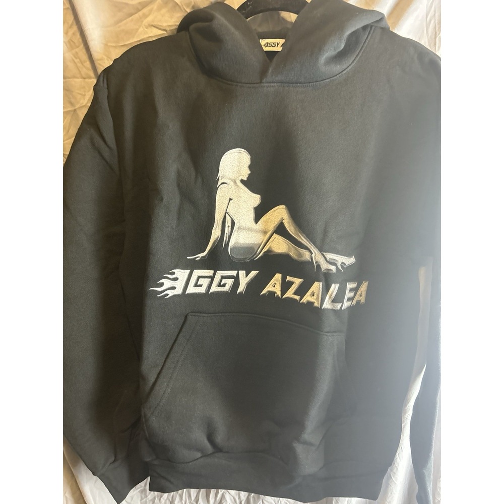 Iggy Azalea Heavyweight Hoodie Black Graphic Pullover Men's Large Rare And New - Picture 3 of 5